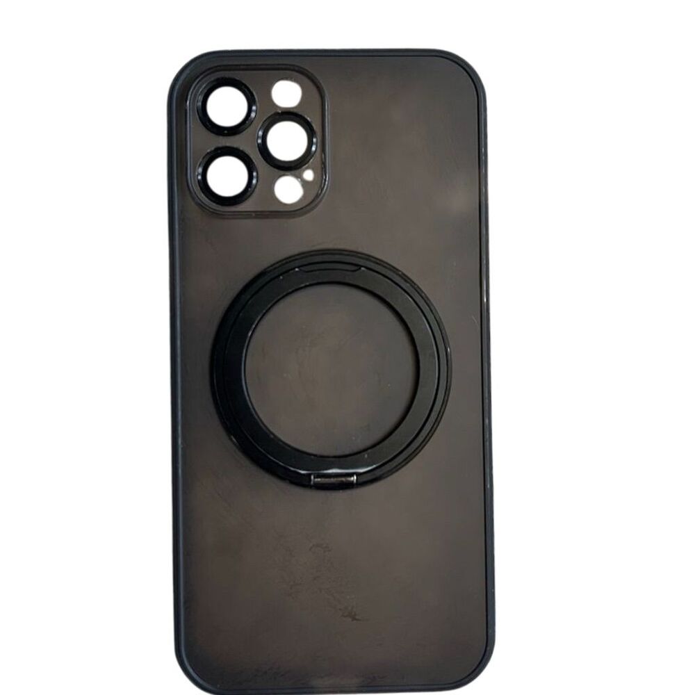 iPhone 12 Pro Max Case Black w/ Ring Stand & Lens Protection
